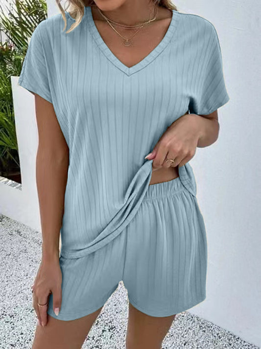 women's knitted casual lounging two piece set