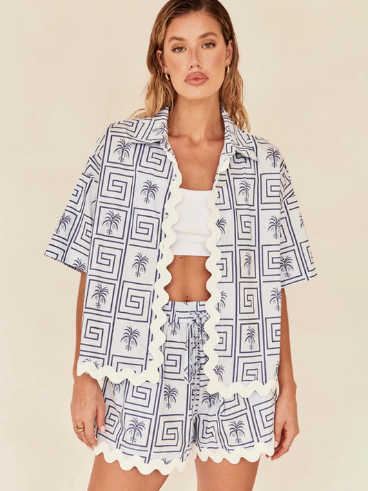 Women's Wave Pattern Fashion Set (Crop Top Not Included)