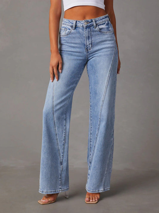 Wide leg Spliced Jeans